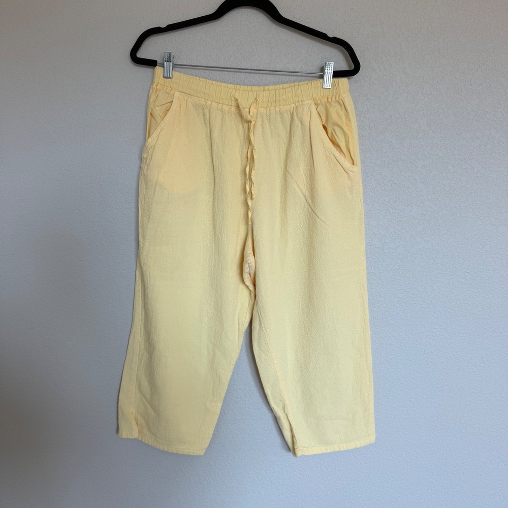 Drapers & Damons Petites Butter Yellow Cotton Cropped Capri Pants PL USA  Vtg